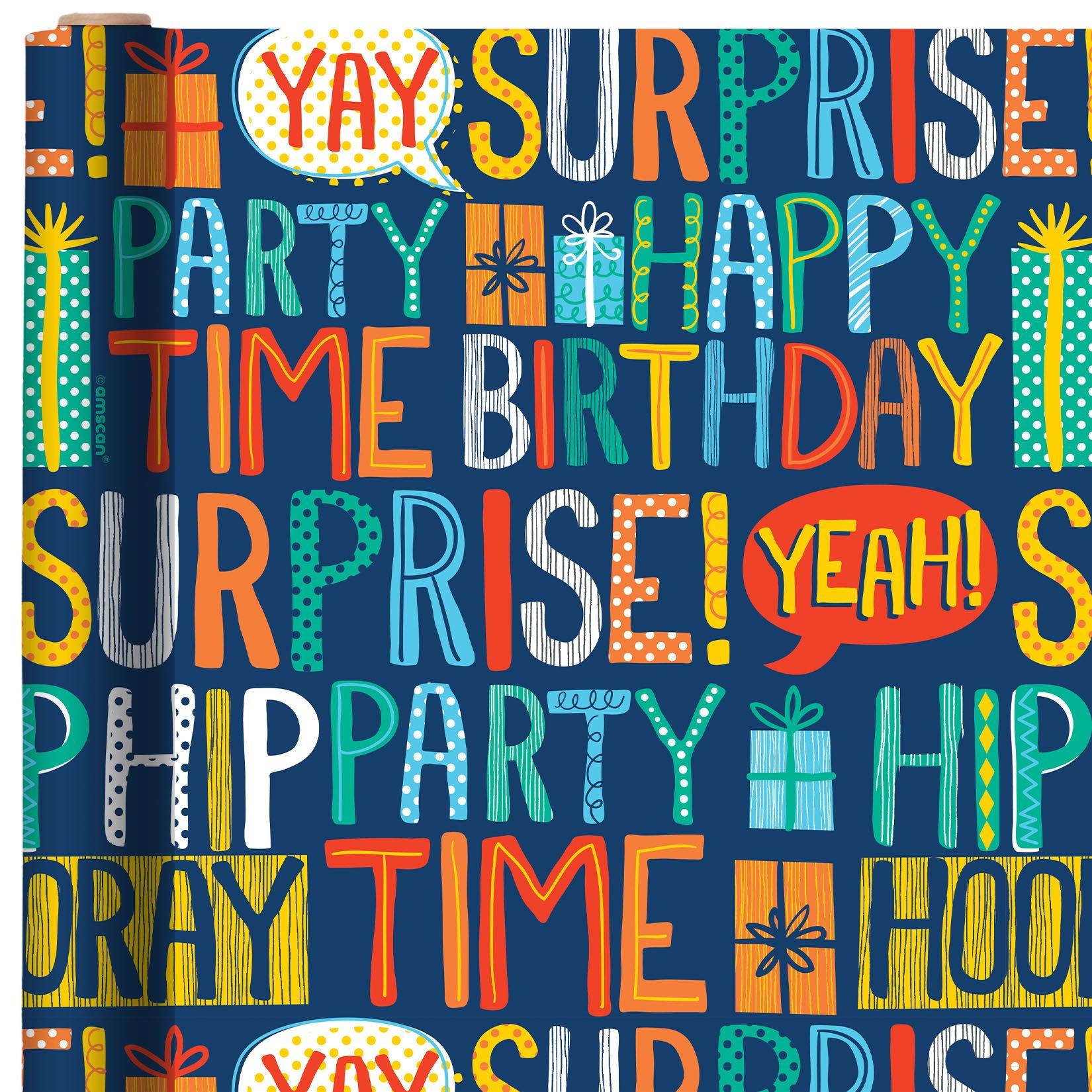 Party Zone Construction Sign Birthday Boy Premium Gift Wrap Wrapping Paper  Roll 