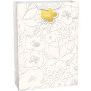 Extra Large Embossed Floral Paper Gift Bag, 12.5in x 17in 