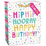 Small Hip Hip Hooray Birthday Paper Gift Bag, 8in x 9.5in