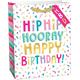 Hip Hip Hooray Birthday Paper Gift Bag, 7.75in x 9.5in 