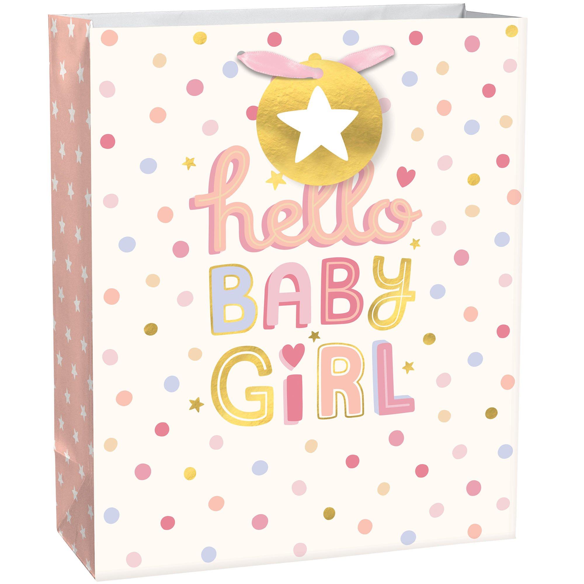 Hallmark 9 inch Medium Gift Bag with Tissue Paper (Pink Glitter Stripes) for Birthdays, Mothers Day, Baby Showers, Easter, Bridal Showers or Any