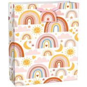 Extra Large Neutral Rainbow Paper Gift Bag, 14.75in x 20in