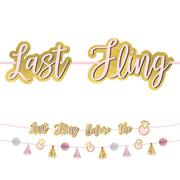 Pink and Gold Bridal Party Last Fling Before the Ring Banner with Accent Banner, 2 pc, 12ft