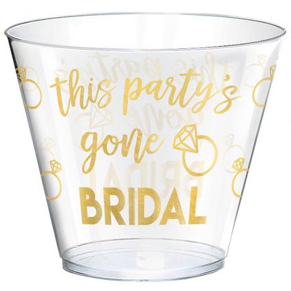 Clear Plastic Bridal Party Tumbler Cups, 9oz, 30ct