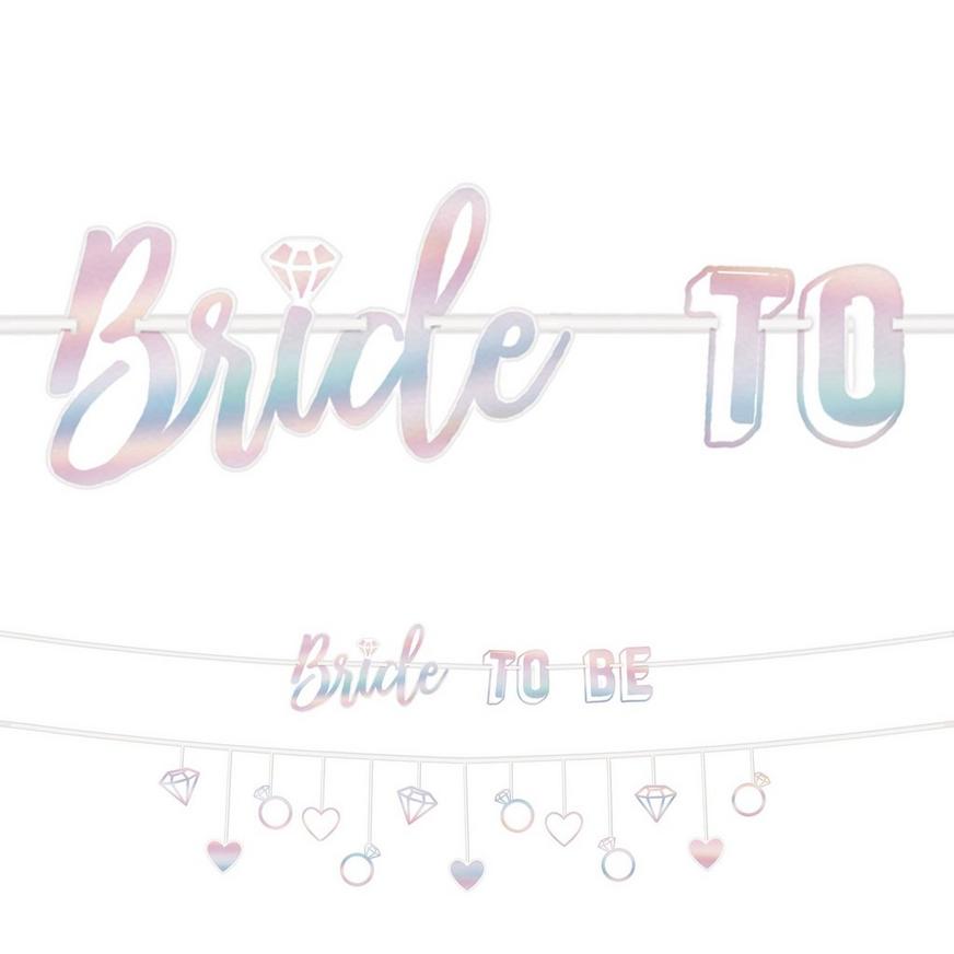 Iridescent Bride To Be Banner, 2pc, 12ft