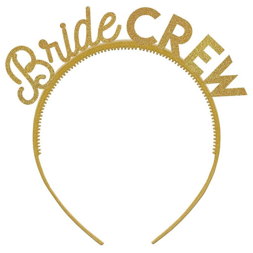 Gold Plastic Bride Crew Headband, 6ct