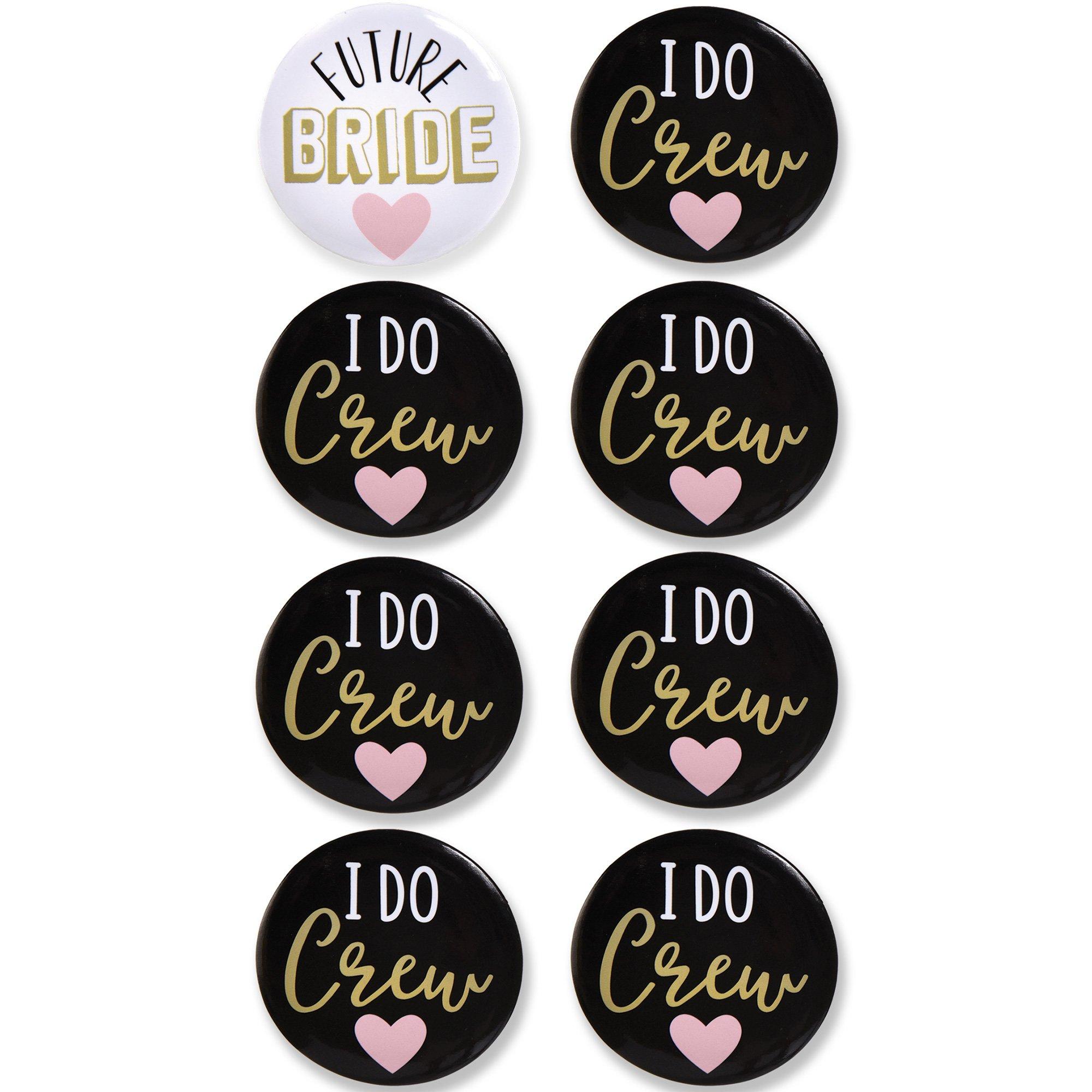 I Do Crew Bachelorette Party Buttons, 8pc