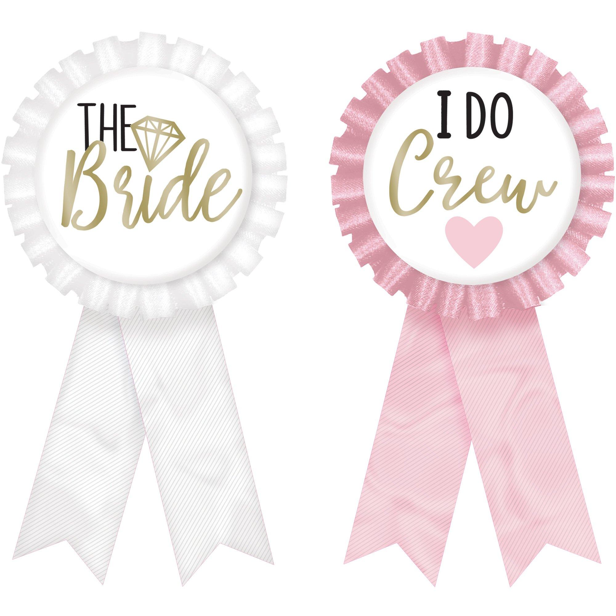 The Bride & I Do Crew Fabric Award Ribbons, 3in x 5.85in, 8pc