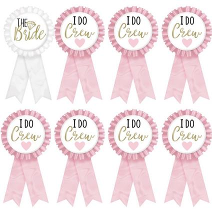 The Bride & I Do Crew Fabric Award Ribbons, 3in x 5.85in, 8pc