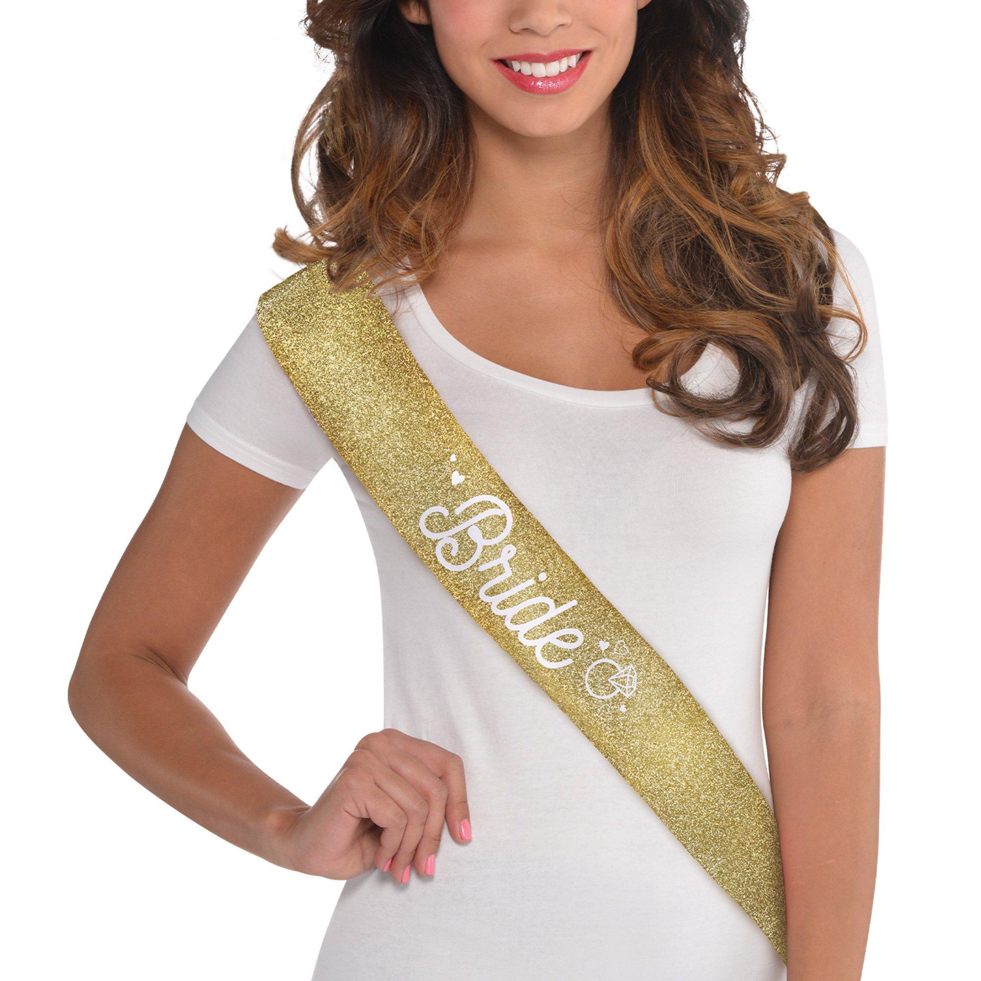 Glittery Gold Bride Sash, 30in