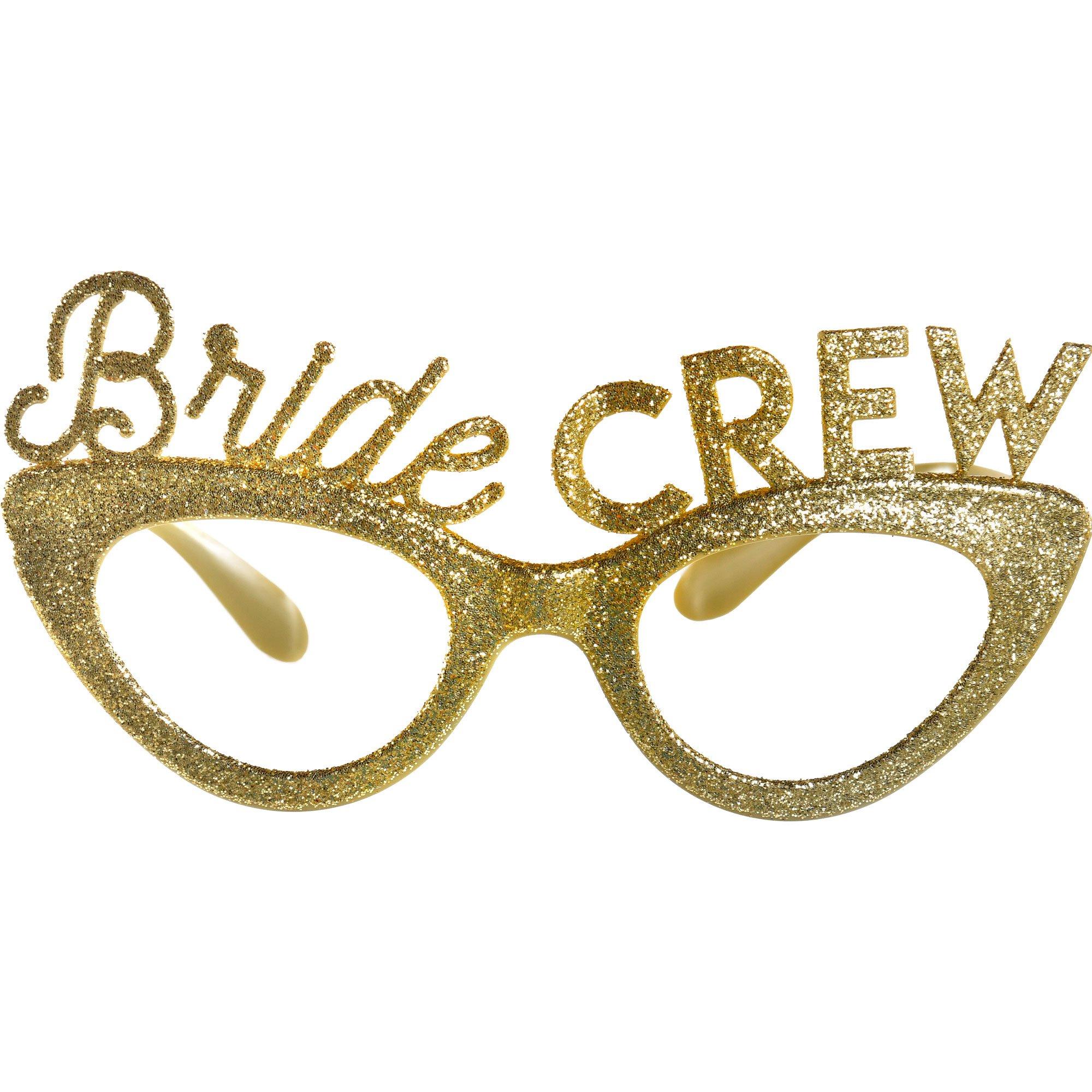 Glitter Gold Bride Crew Plastic Eyeglasses, 6ct