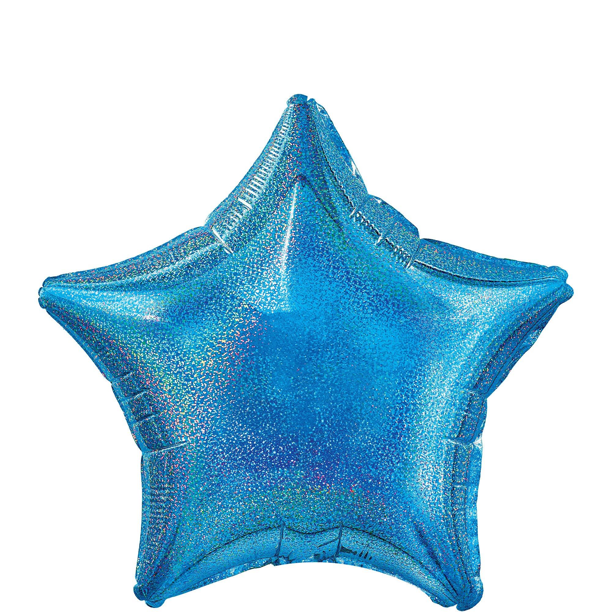 Blue Star Balloon - Prismatic, 19in