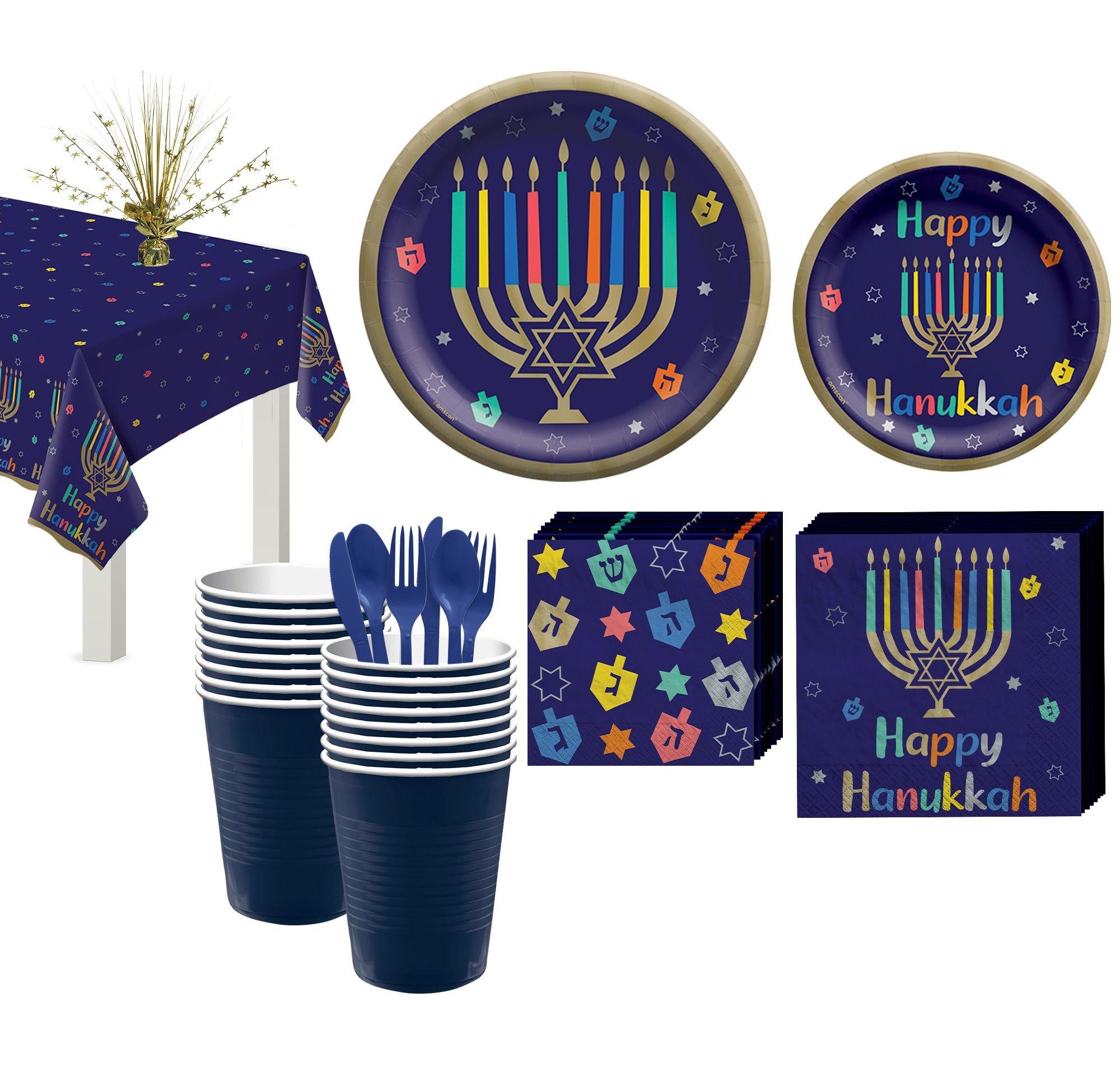 Eight Happy Nights Hanukkah Tableware Kit for 40 Guests Party City