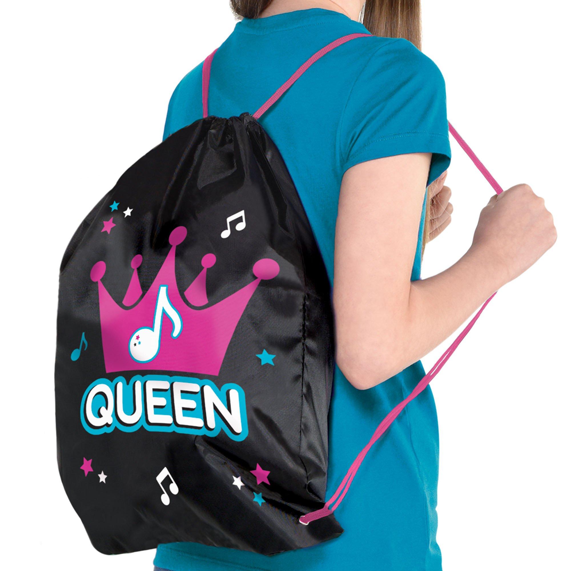 Famous Queen Polyester Drawstring Backpacks, 4ct Party City
