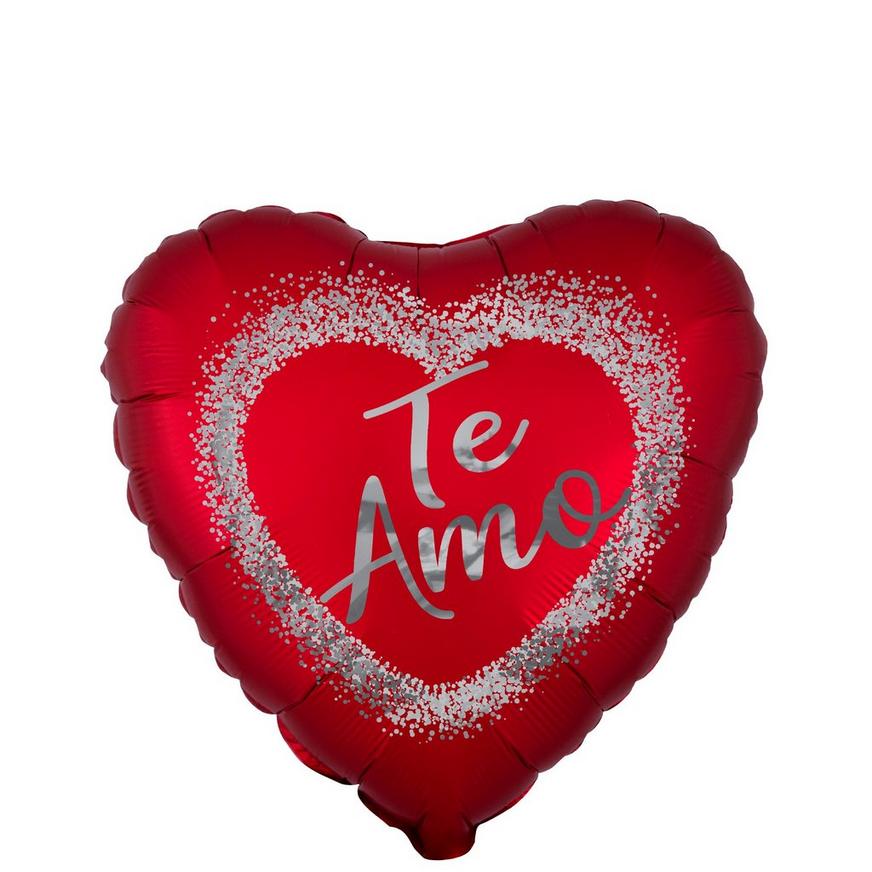 Te Amo Satin Red Heart Valentine's Day Foil Balloon, 17in