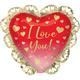 Gold, Pink & Red Ombre I Love You Heart Foil Balloon, 23in x 21in