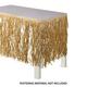Tan Raffia Grass Fringe Table Skirt with Table Cover Clips, 9ft x 28in