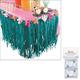 Aloha Faux Grass Plastic Fringe Table Skirt with Fabric Flowers & Table Cover Clips, 9ft x 30in