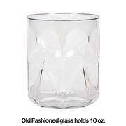 Old Fashioned Faceted Clear Plastic Tumblers, 10oz, 4ct