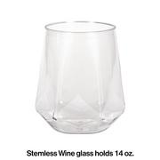 Faceted Clear Plastic Wine Tumblers, 14oz, 4ct