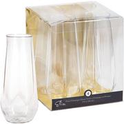 Faceted Clear Plastic Stemless Champagne Flutes, 9oz, 4ct
