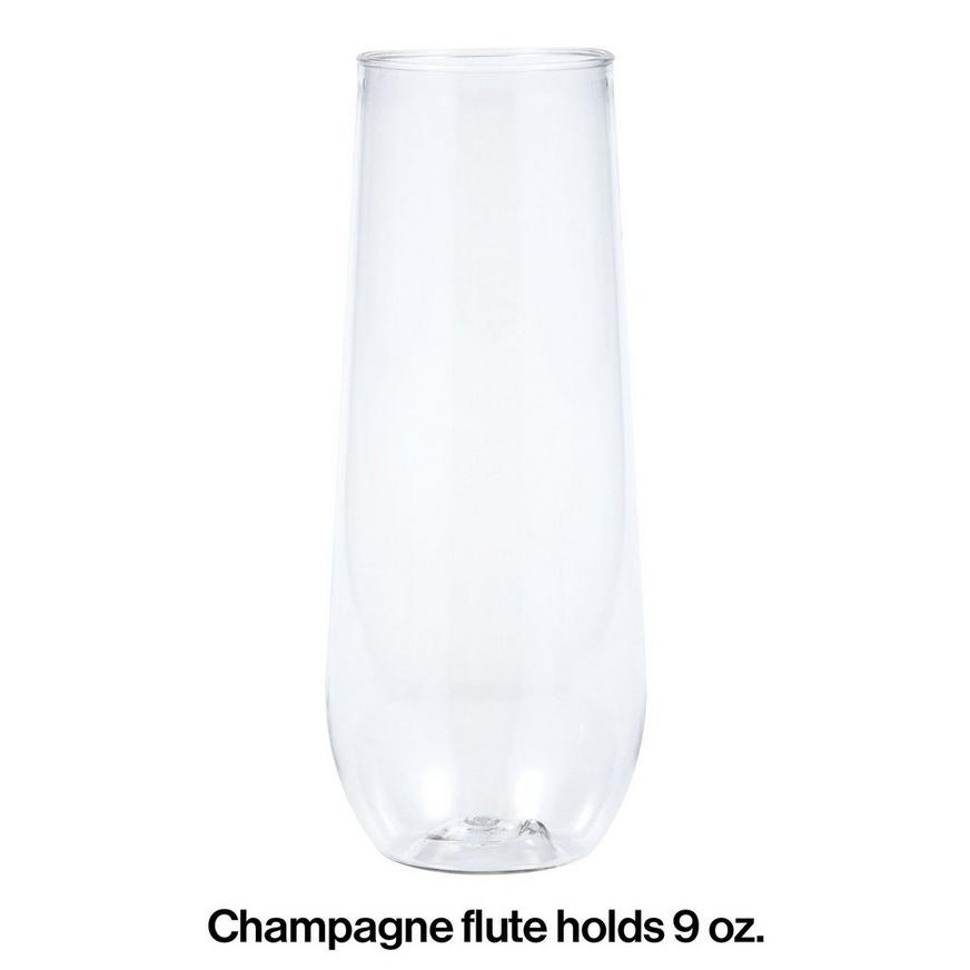Clear Plastic Stemless Champagne Flutes, 9oz, 4ct