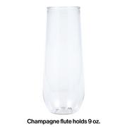 Clear Plastic Stemless Champagne Flutes, 9oz, 4ct