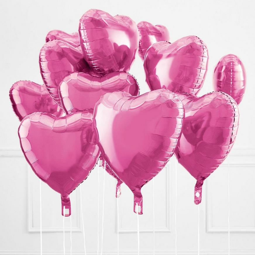 Pink & Red I Love You Valentine's Day Heart Foil Balloon Bouquet, 7pc