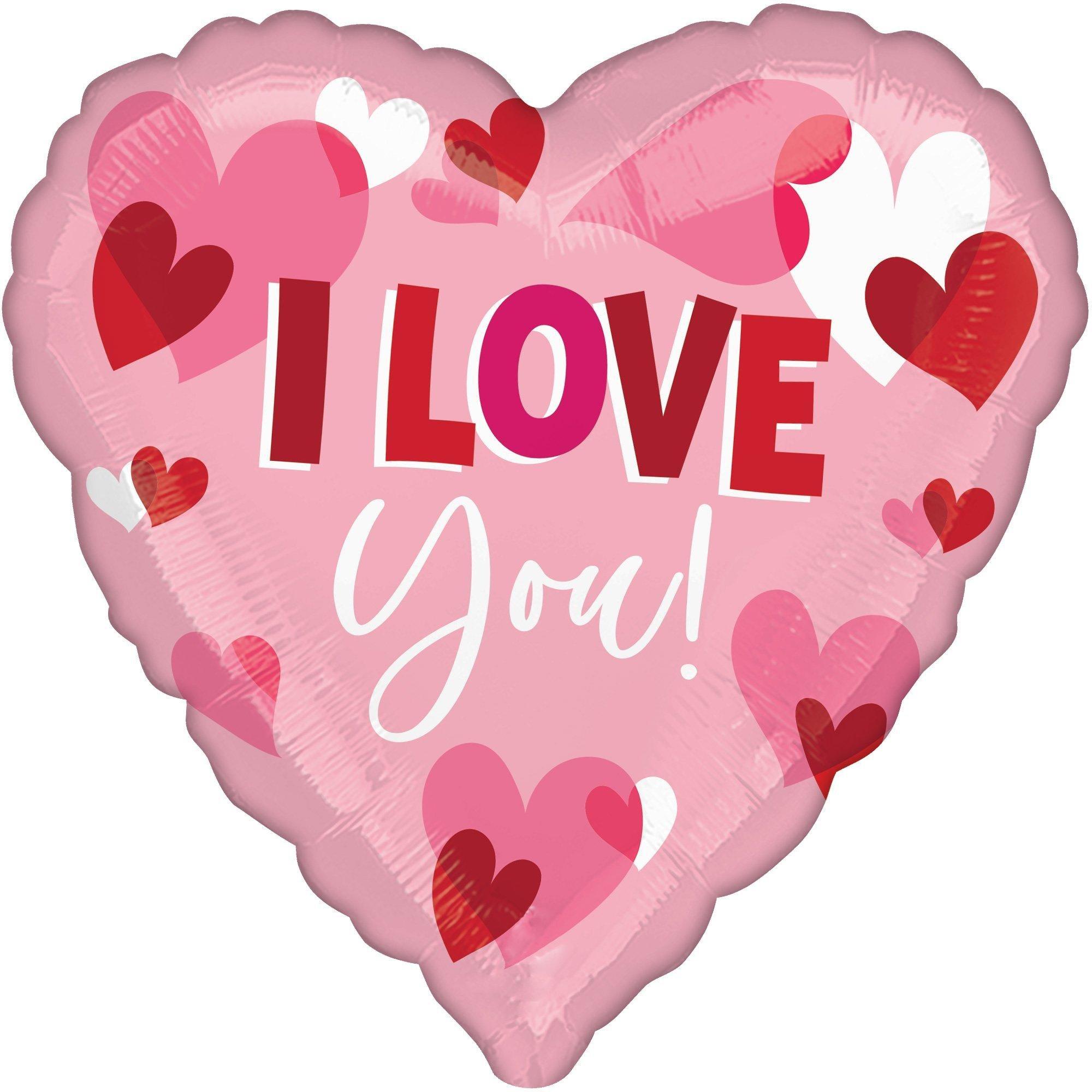 Playful I Love You Valentine's Day Heart Foil Balloon Bouquet, 7pc