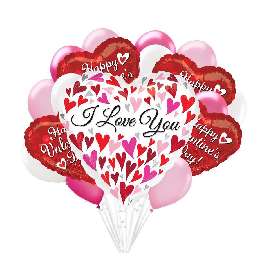 ILY Heart Valentine's Balloon Bouquet, 17pc