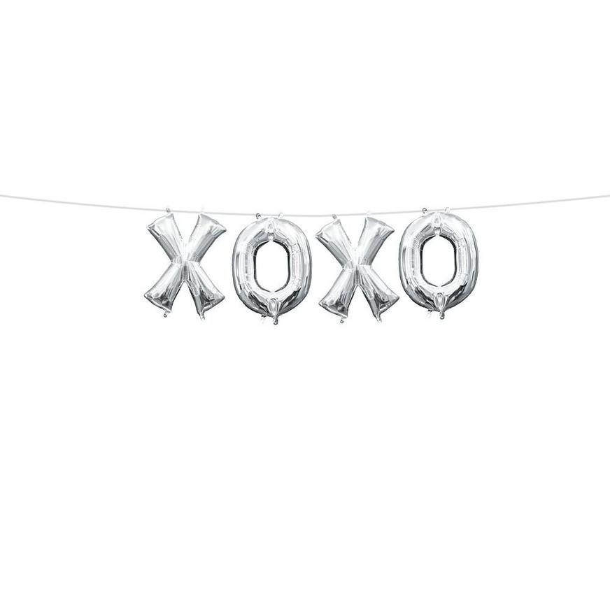 Silver XOXO Balloon Phrase, 13in Letters