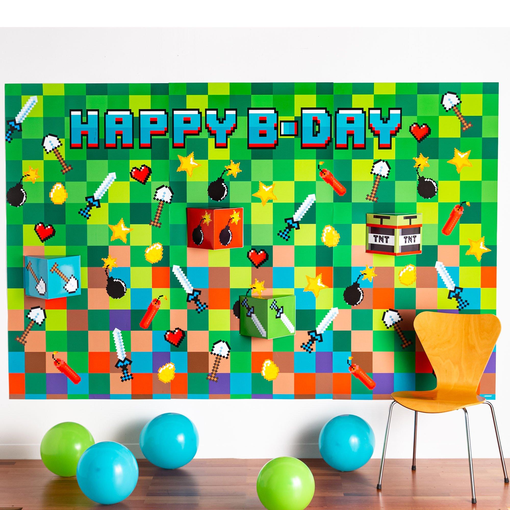 Pixel Party Plastic & Cardstock Photo Backdrop Kit, 8.3ft x 5.4ft