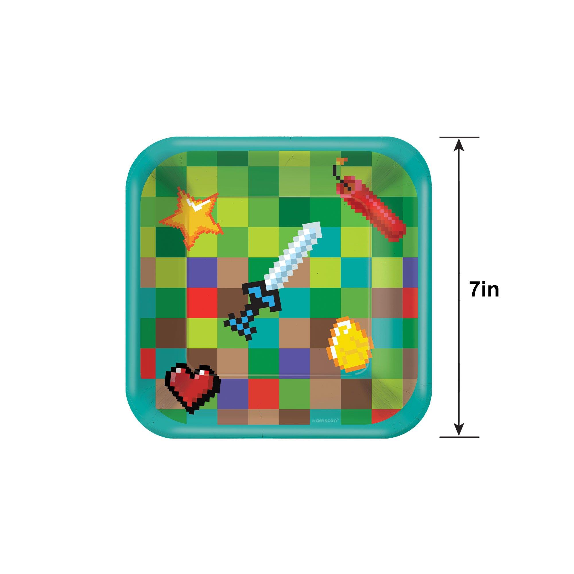 Pixel Party Square Paper Dessert Plates, 7in, 8ct