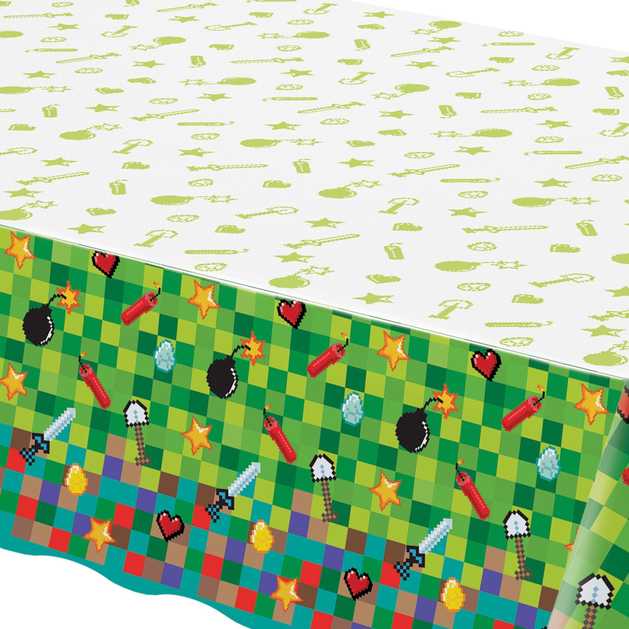 Pixel Party Plastic Table Cover, 54in x 96in