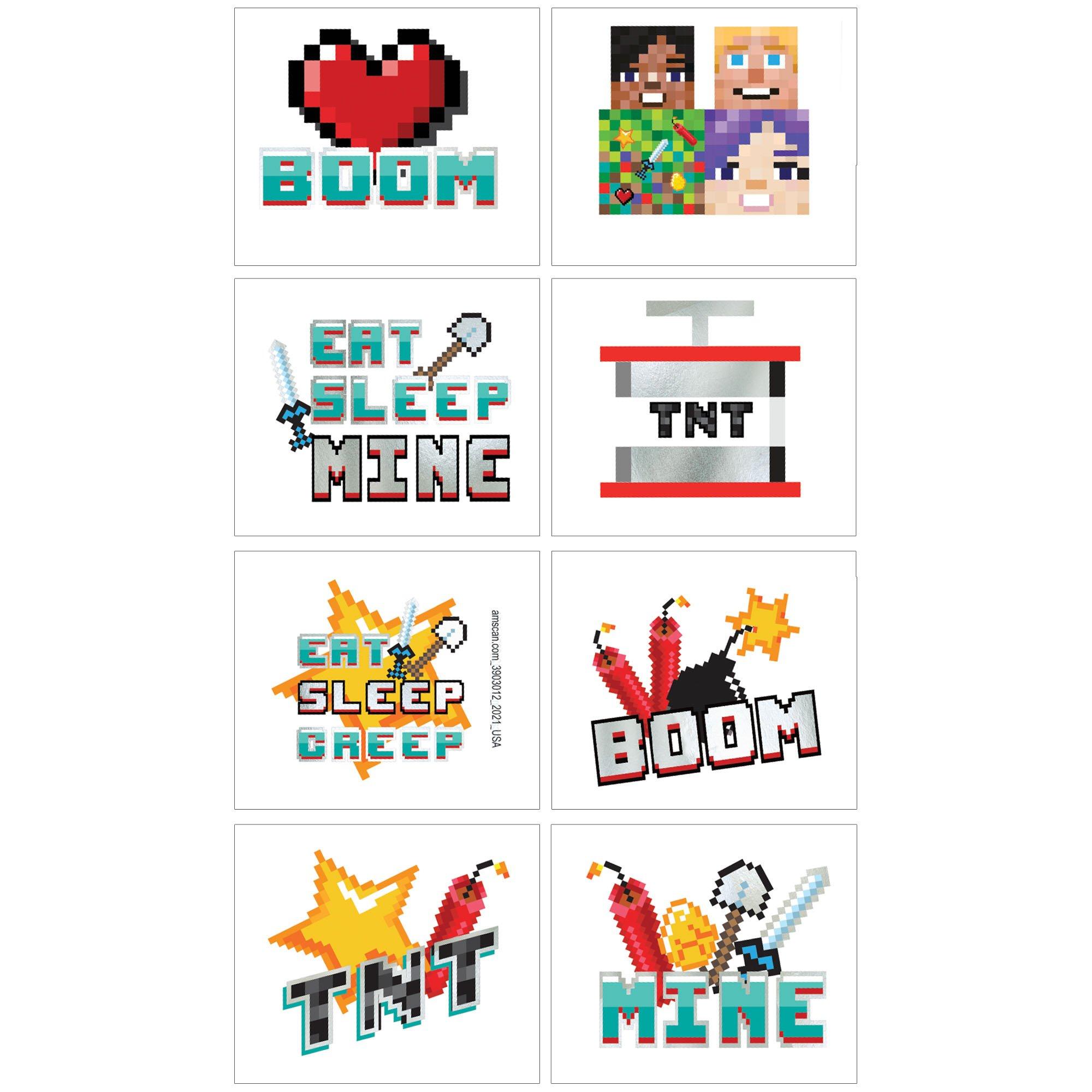 Metallic Pixel Party Temporary Tattoos, 1 Sheet, 8 Tattoos Party City