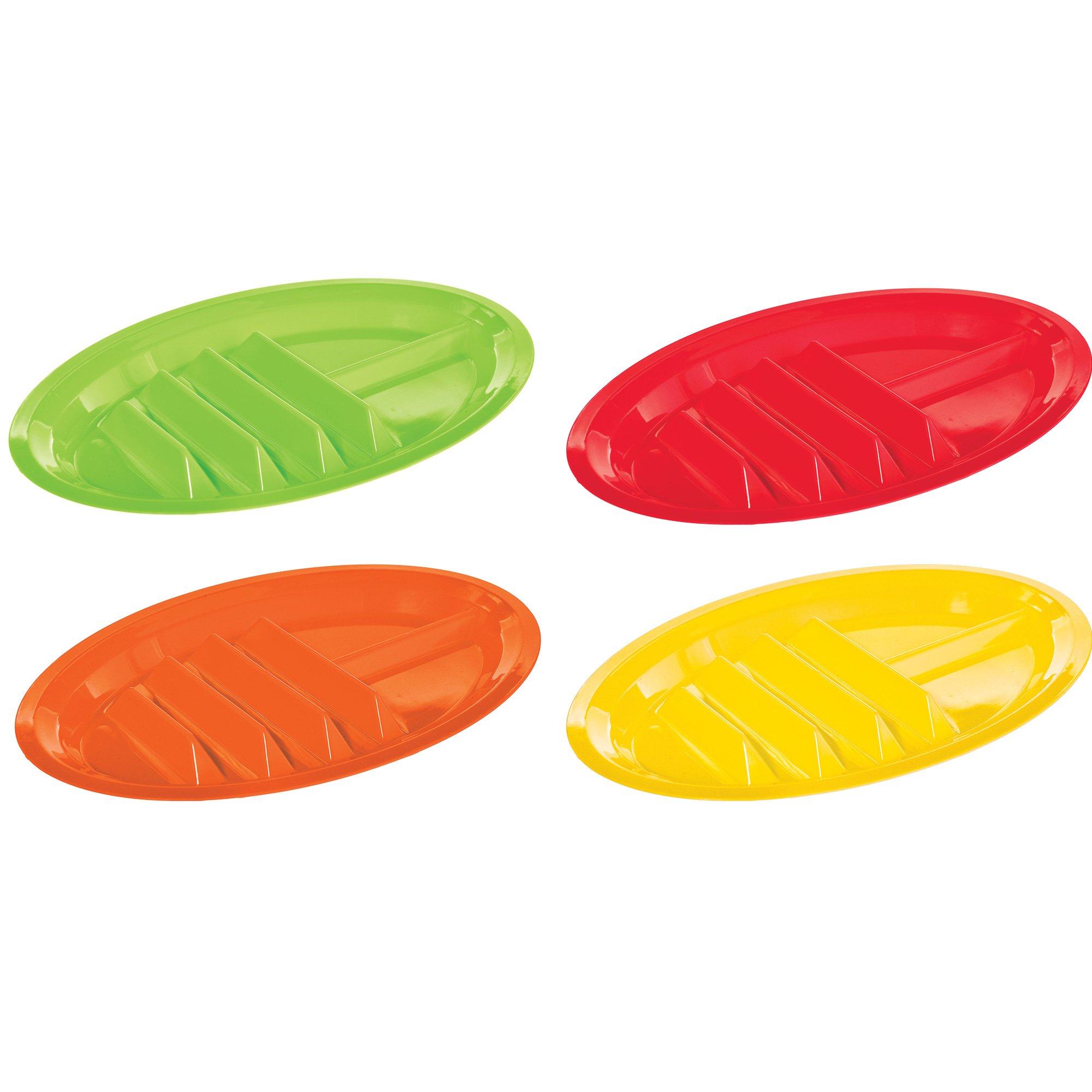 Fiesta Viva la Party Plastic Divided Plates, 12.8in x 8.6in, 4ct