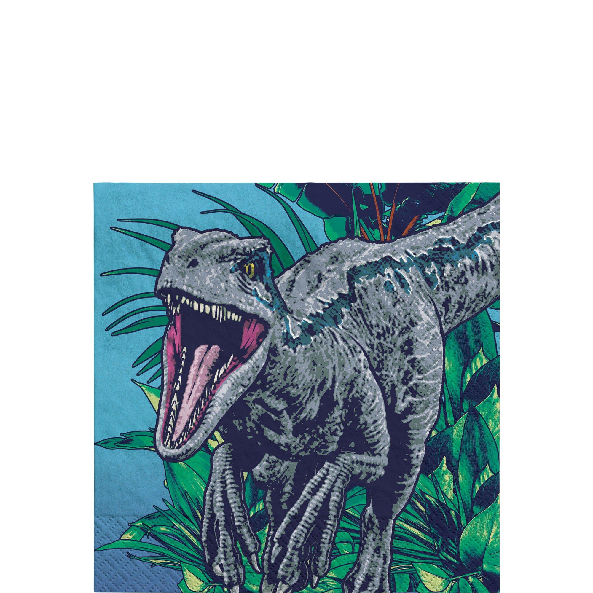 Velociraptor Paper Beverage Napkins, 5in, 16ct - Jurassic World