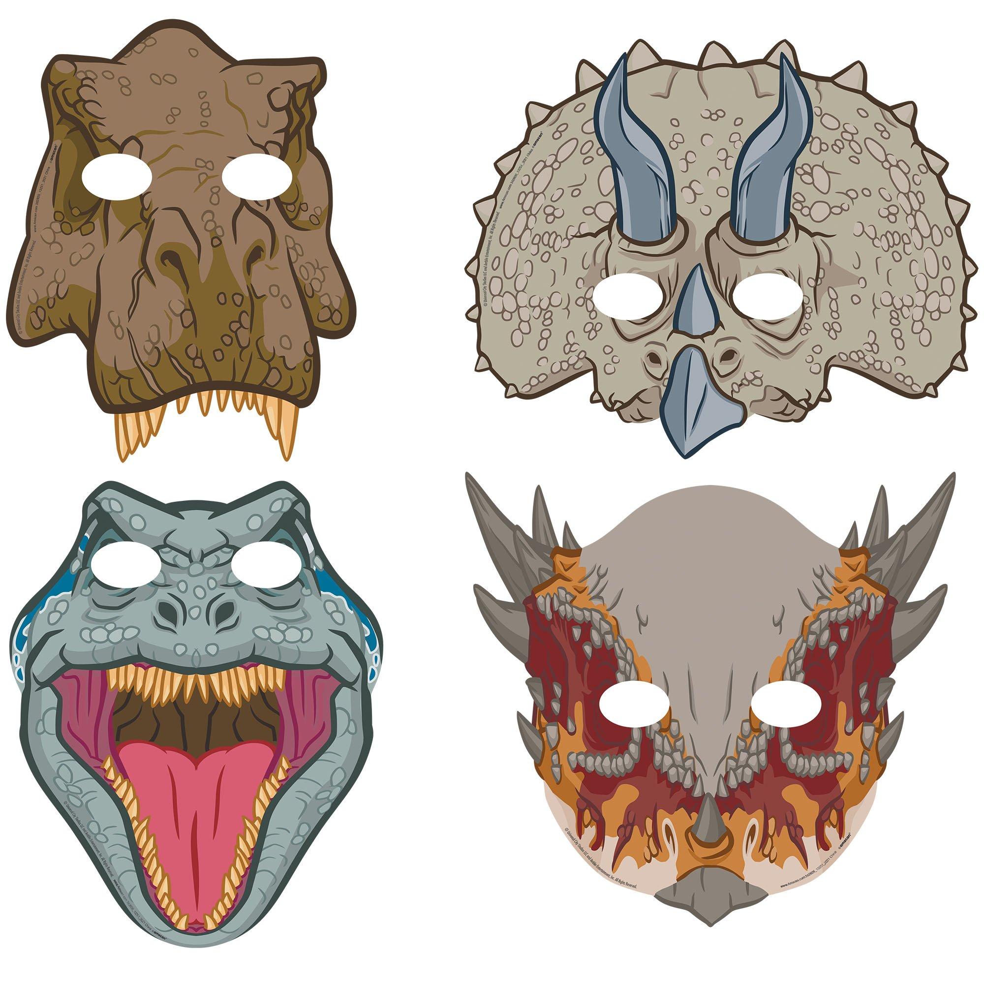Dinosaur Cardstock Masks, 8ct - Jurassic World | Party City