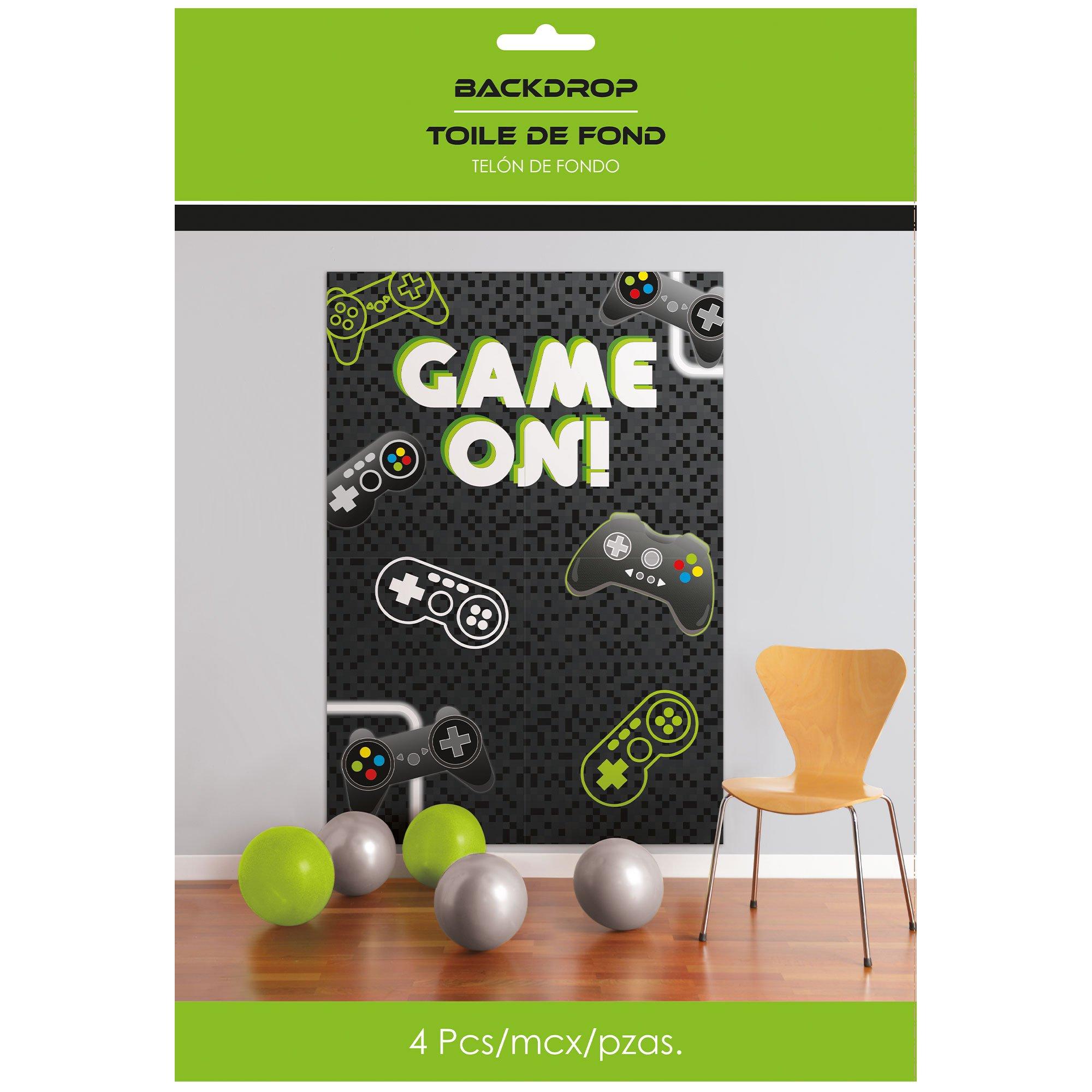 Game On! Level Up Photo Backdrop, 4.6ft x 6.6ft, 4pc