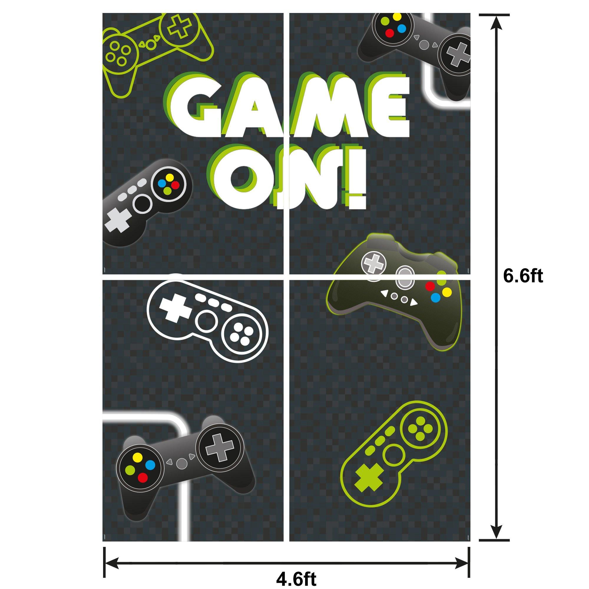 Game On! Level Up Photo Backdrop, 4.6ft x 6.6ft, 4pc