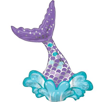Air-Filled Purple Mermaid Tail Foil Balloon, 16in x 23in