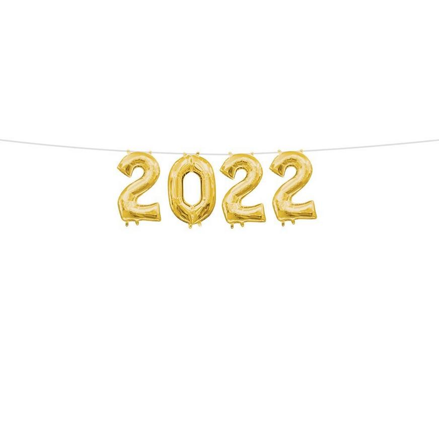 Gold 2022 Foil Balloon Year, 13in Numbers