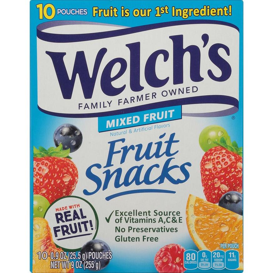 Welch's Fruit Snack Pouches, 9oz, 10pc - Mixed Fruit