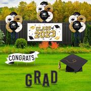 Black, Gold & Silver Congrats Grad 2022 Graduation Outdoor Decorating Kit
