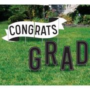 Black, Gold & Silver Congrats Grad 2023 Graduation Outdoor Decorating Kit