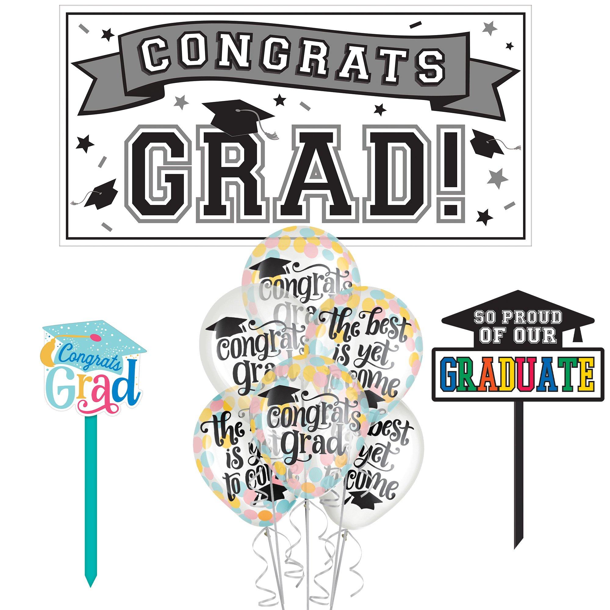 Graduation Party Outdoor Decorations Kit with Banners, Balloons, Yard Signs - Follow Your Dreams 2024