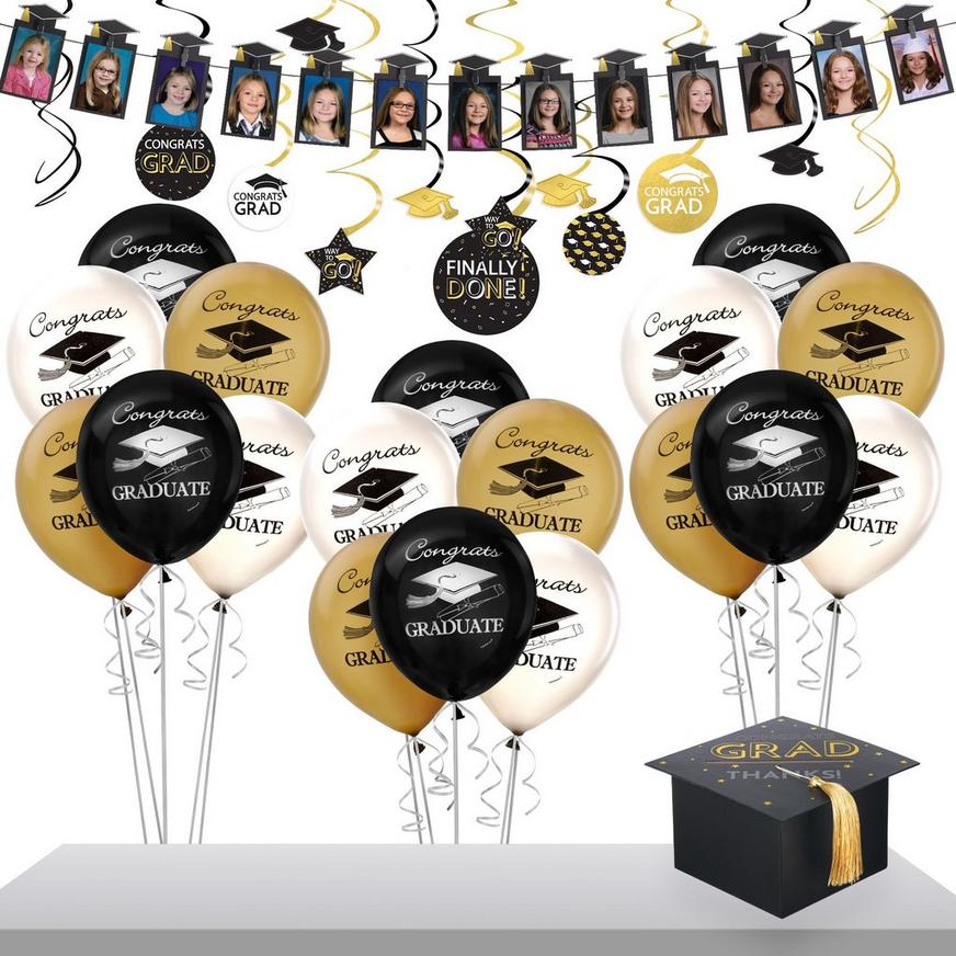 Black, Gold & Silver 2022 Graduation Gift Table Decorating Kit