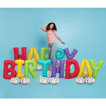 AirLoonz Multicolor Happy Birthday Balloon Phrase Yard Decoration Kit