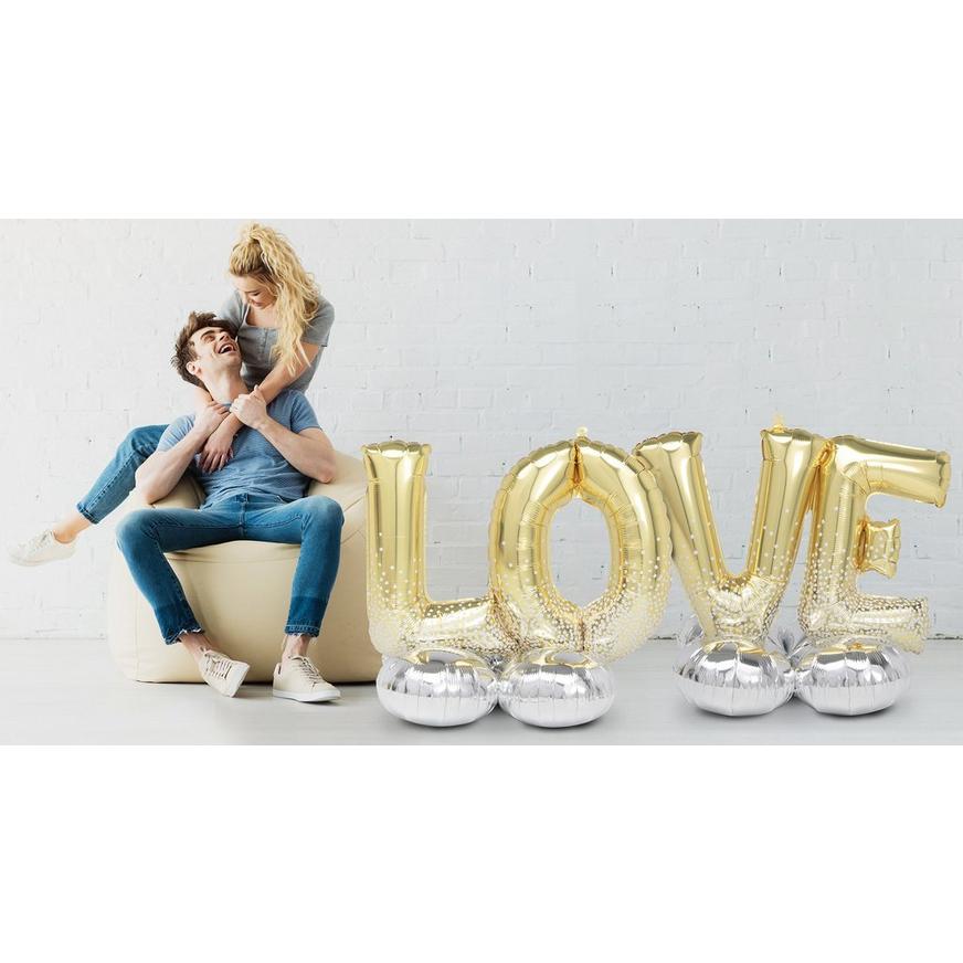 AirLoonz Gold Love Balloon Phrase Yard Decoration Kit