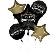 Black & Gold Better With Age Foil Balloon Bouquet, 5pc